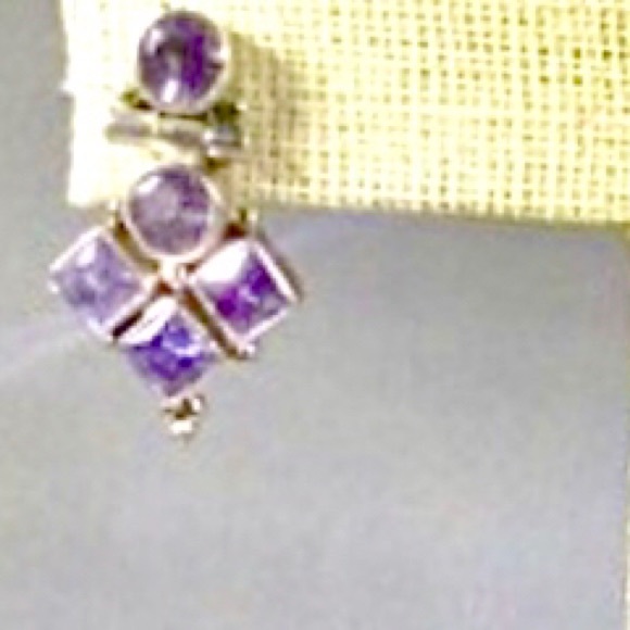 Vintage Amethyst 925 Sterling Silver Earrings - Picture 8 of 9